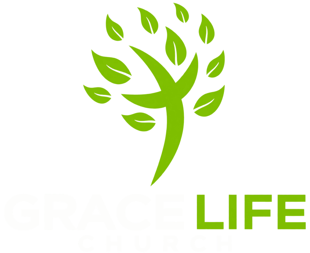 Join Our Diverse Church In Greensboro, Nc Grace life church logo with green tree and bold text.